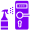 Purple spray bottle and cleaning device icon.