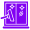 Purple outline of a sword and shield.