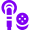 Purple microphone and film reel icon.