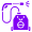 Purple backpack and headphones on black background.